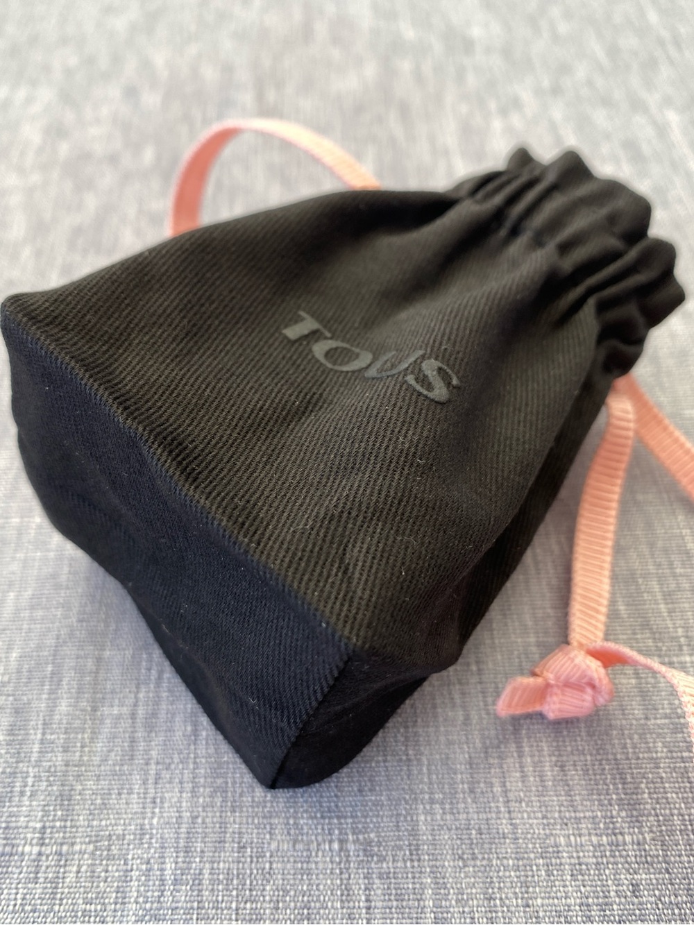 NWOT Authentic TOUS | Black Compact Jewelry Pouch with Pink Drawstrings